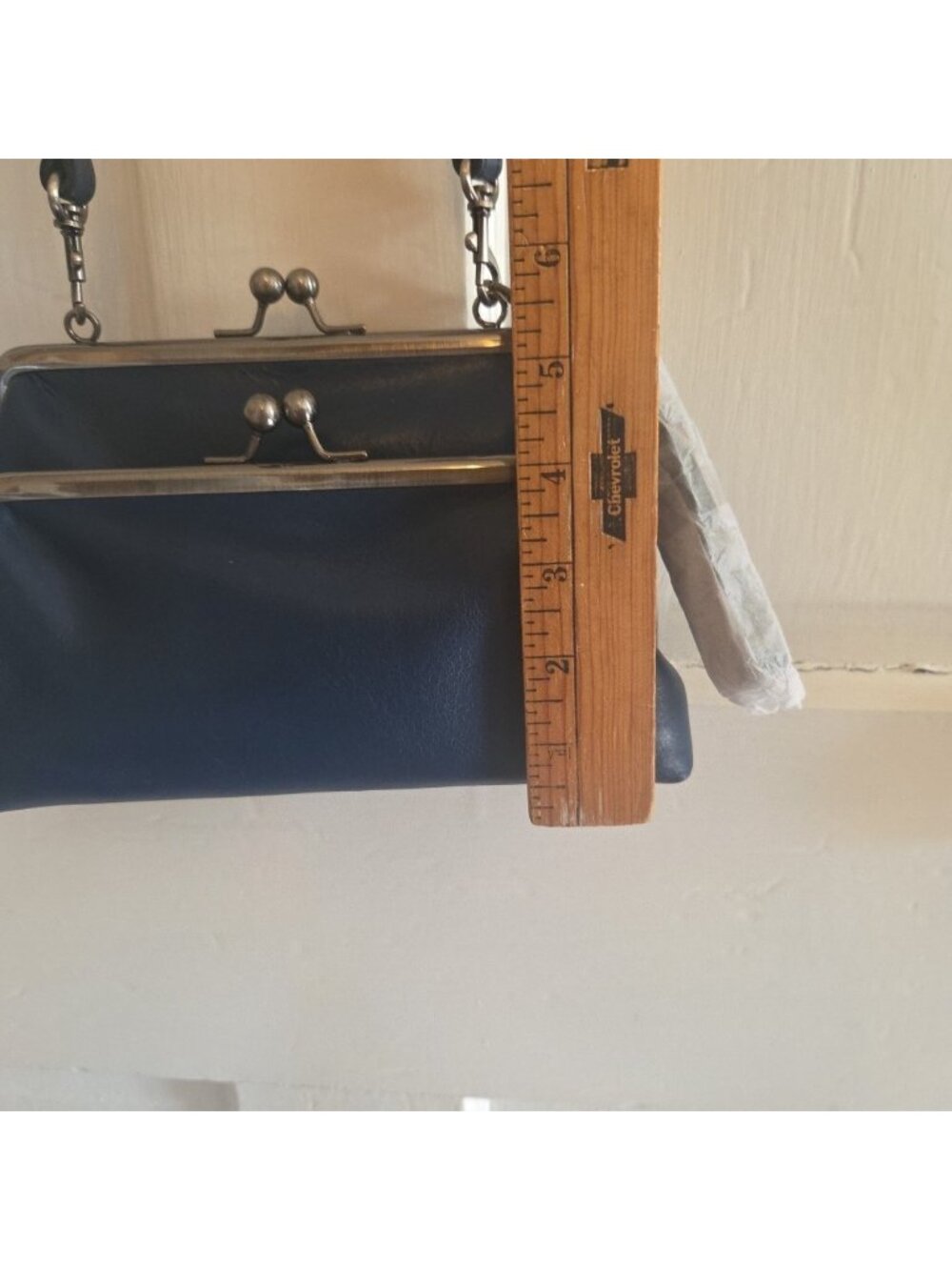 Particia Nash Lucy Leather Crossbody Purse Bag Cerulean Blue Double Kiss Lock - Picture 5 of 13
